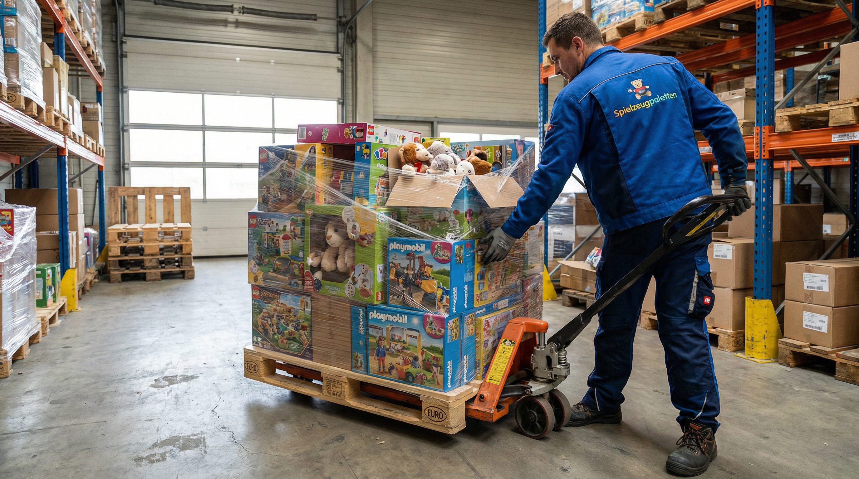 Gestapelte Spielzeugpaletten